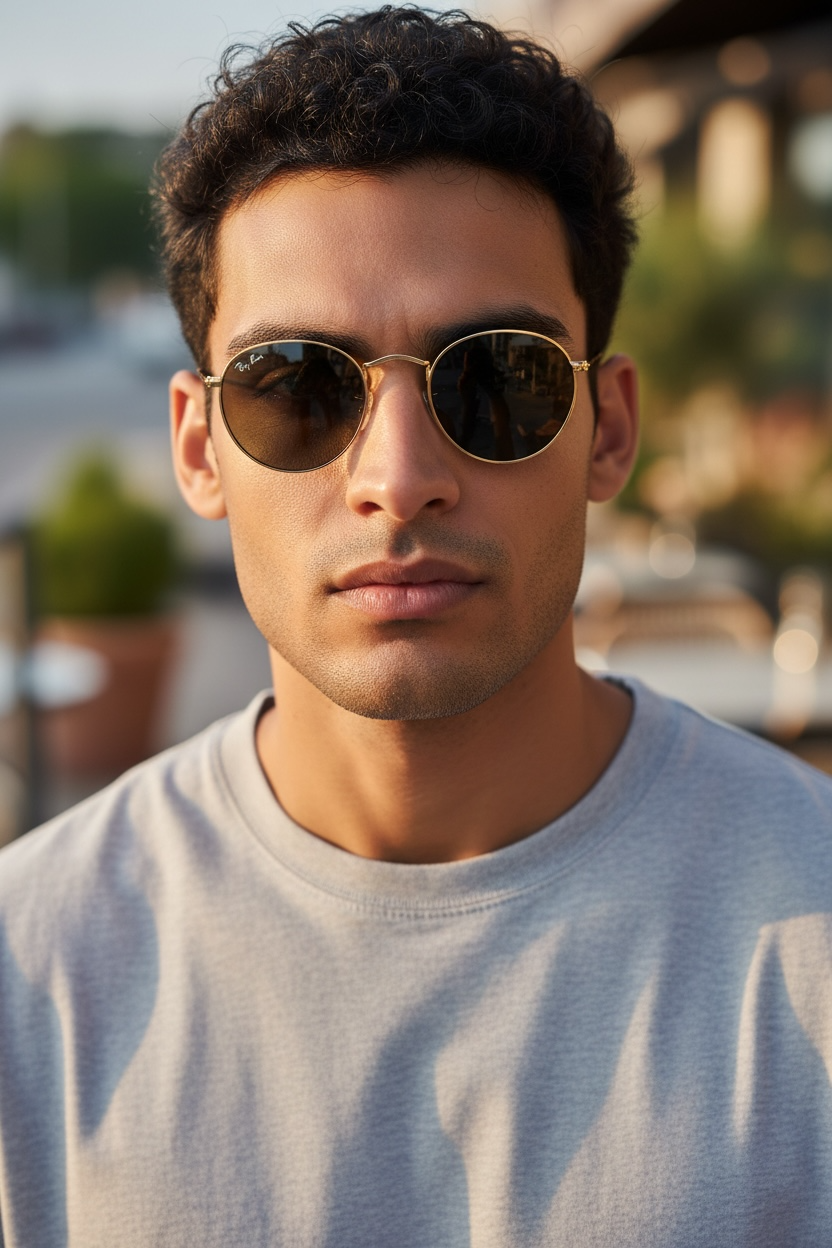 Ray-Ban RB3447 Round Metal Sunglasses – Gold Frame / Black Lenses