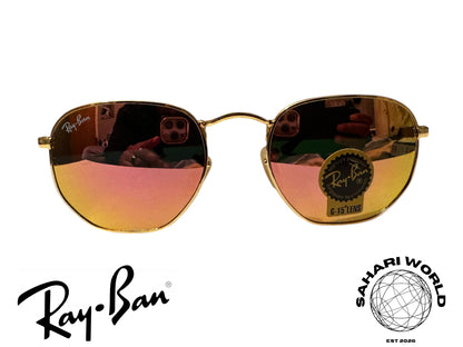 Ray‑Ban RB3548 Hexagonal Sunglasses – Classic Metal Frame, Mirror red lenses