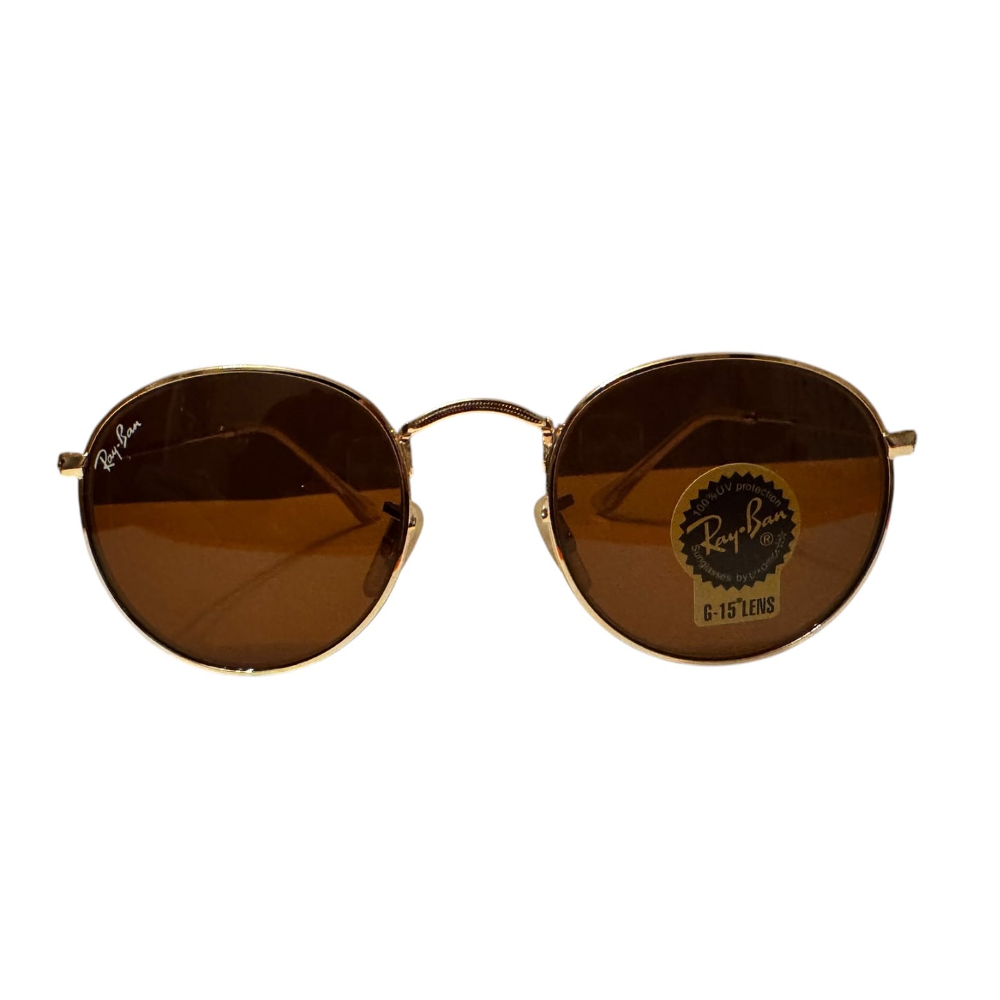 Ray-Ban RB3447 Round Metal Sunglasses – Gold Frame / Dark Brown Lenses
