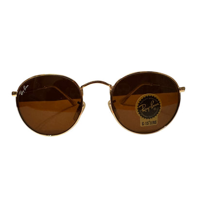 Ray-Ban RB3447 Round Metal Sunglasses – Gold Frame / Dark Brown Lenses