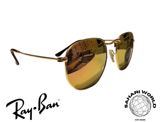 Ray‑Ban RB3548 Hexagonal Sunglasses – Classic Metal Frame, Mirror red lenses