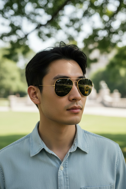 Ray-Ban Aviator Classic RB3025 Gold Frame G-15 Black Lenses Sunglasses
