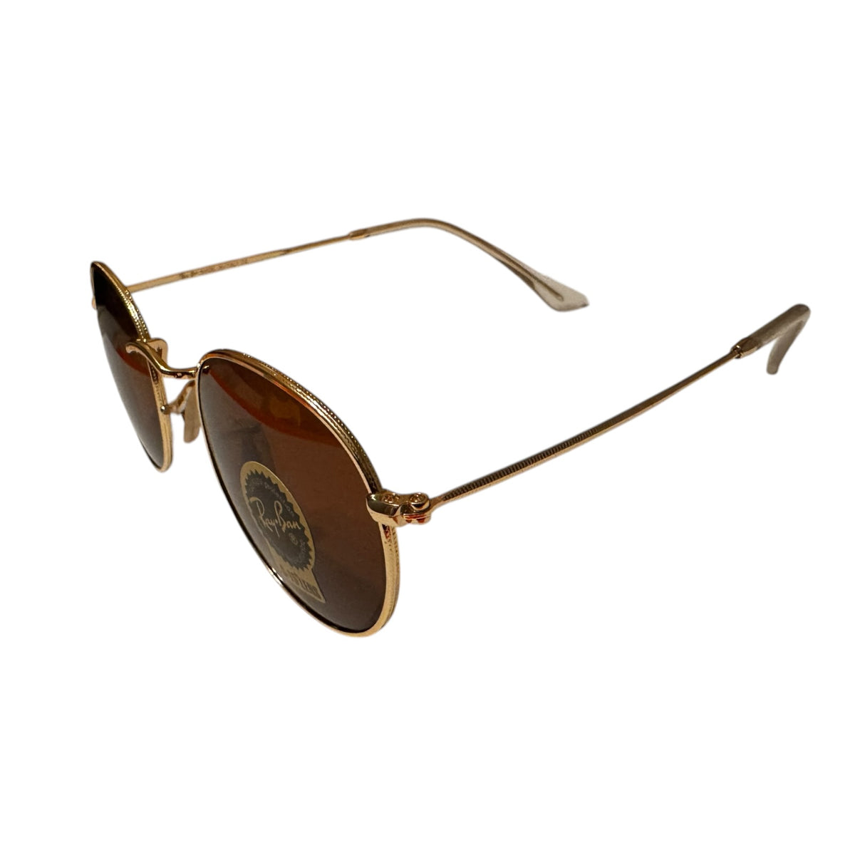 Ray-Ban RB3447 Round Metal Sunglasses – Gold Frame / Dark Brown Lenses