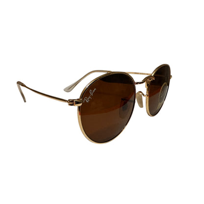 Ray-Ban RB3447 Round Metal Sunglasses – Gold Frame / Dark Brown Lenses