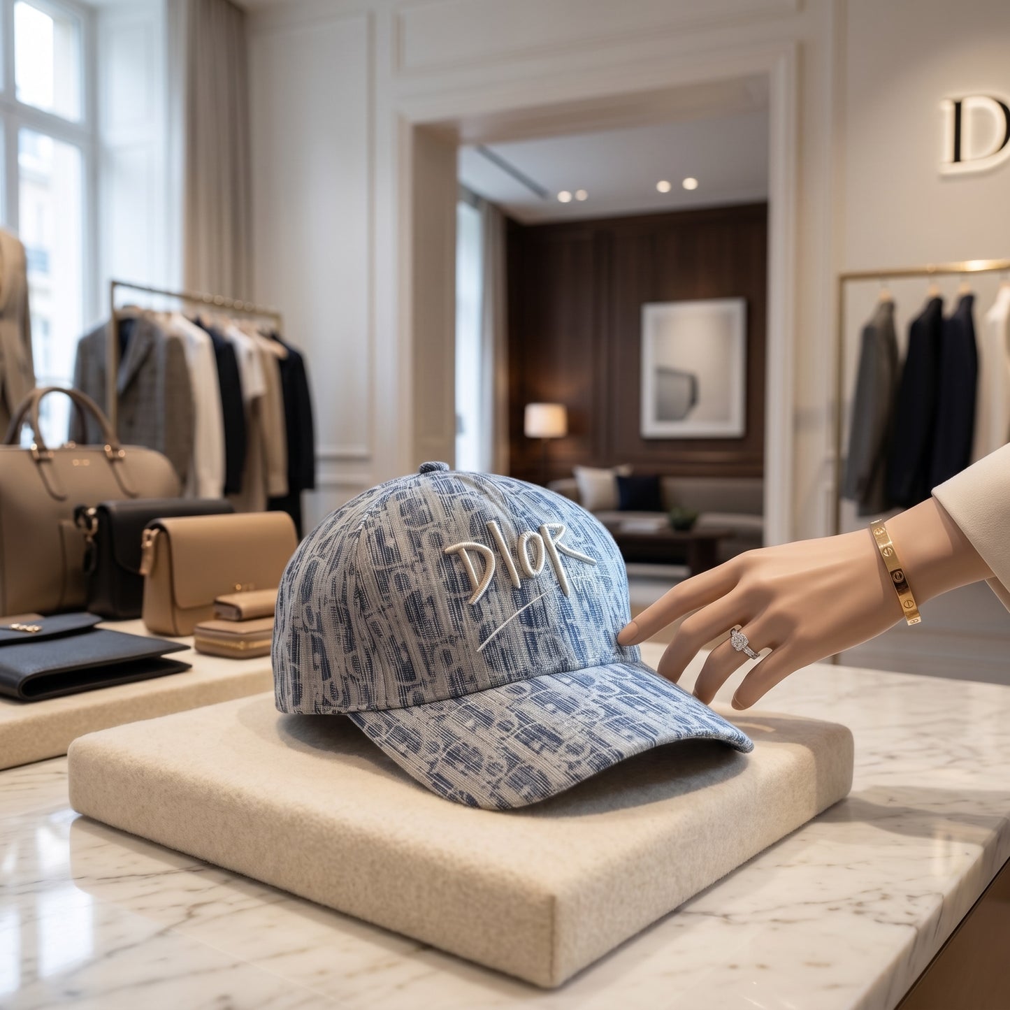 Dior Oblique Cap Light Blue Cotton Baseball Cap One Size