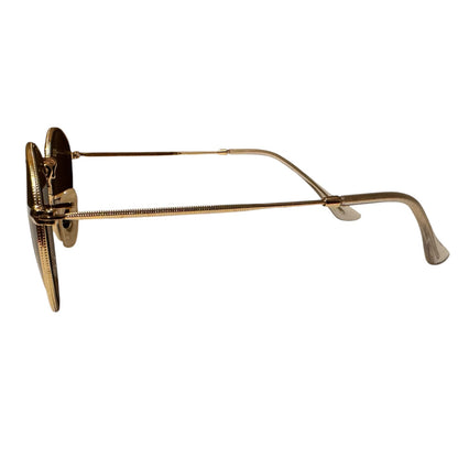 Ray-Ban RB3447 Round Metal Sunglasses – Gold Frame / Dark Brown Lenses