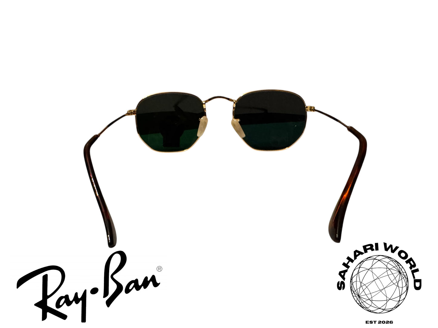 Ray‑Ban RB3548 Hexagonal Sunglasses – Classic Metal Frame, Mirror red lenses