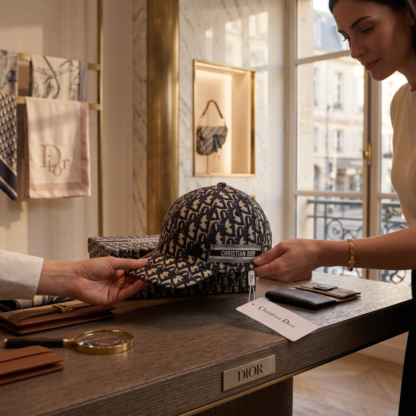 Mens Christian Dior Print Baseball Cap Blue Monogram