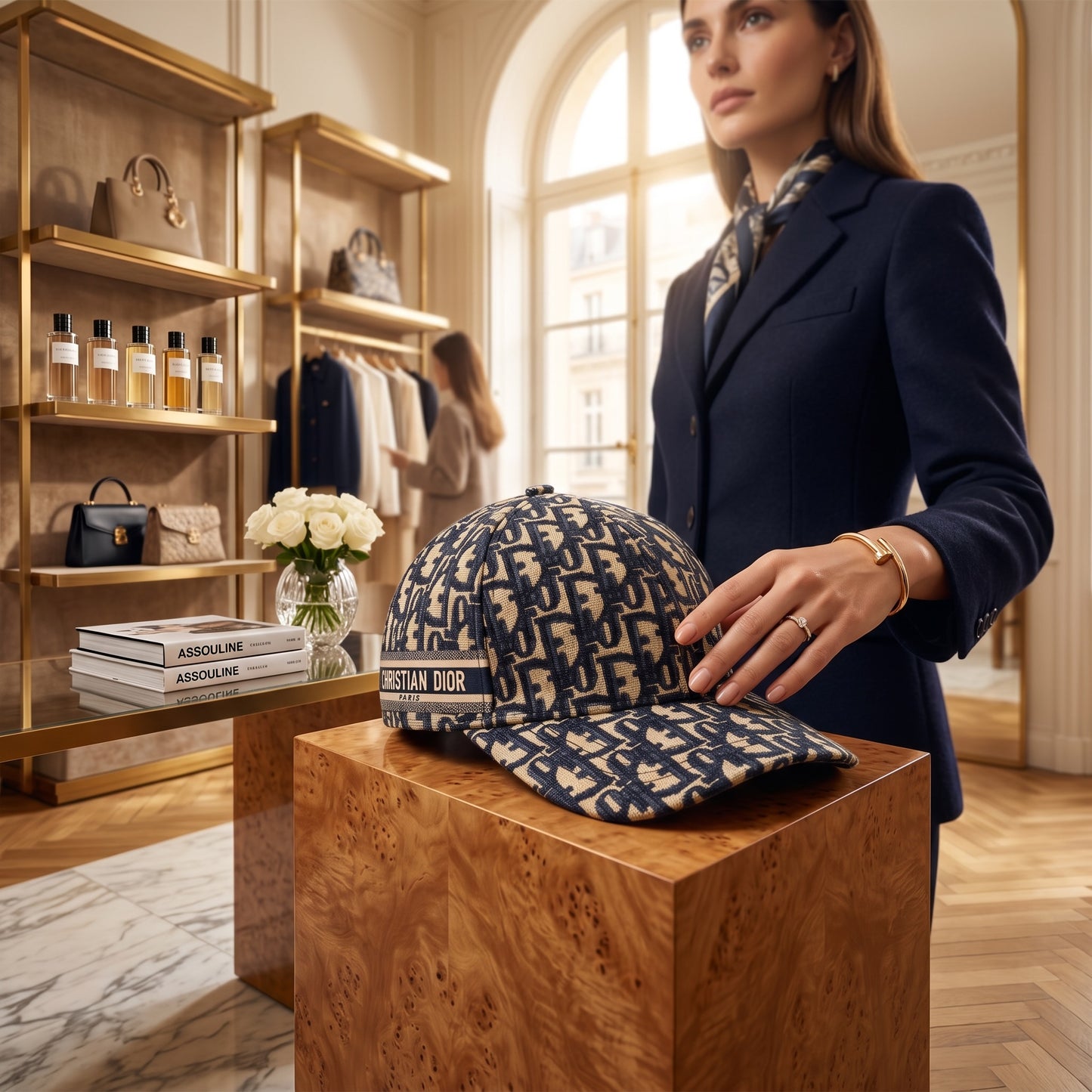 Mens Christian Dior Print Baseball Cap Blue Monogram