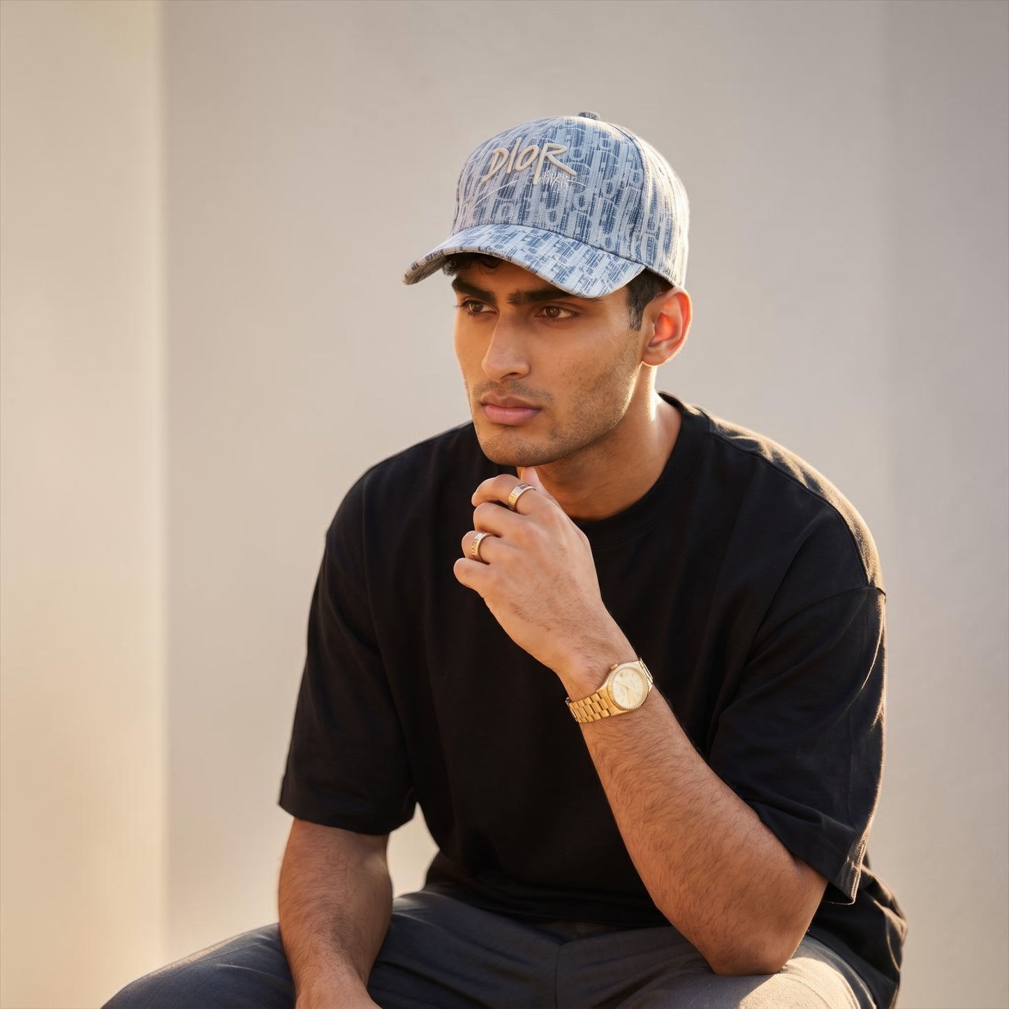 Dior Oblique Cap Light Blue Cotton Baseball Cap One Size