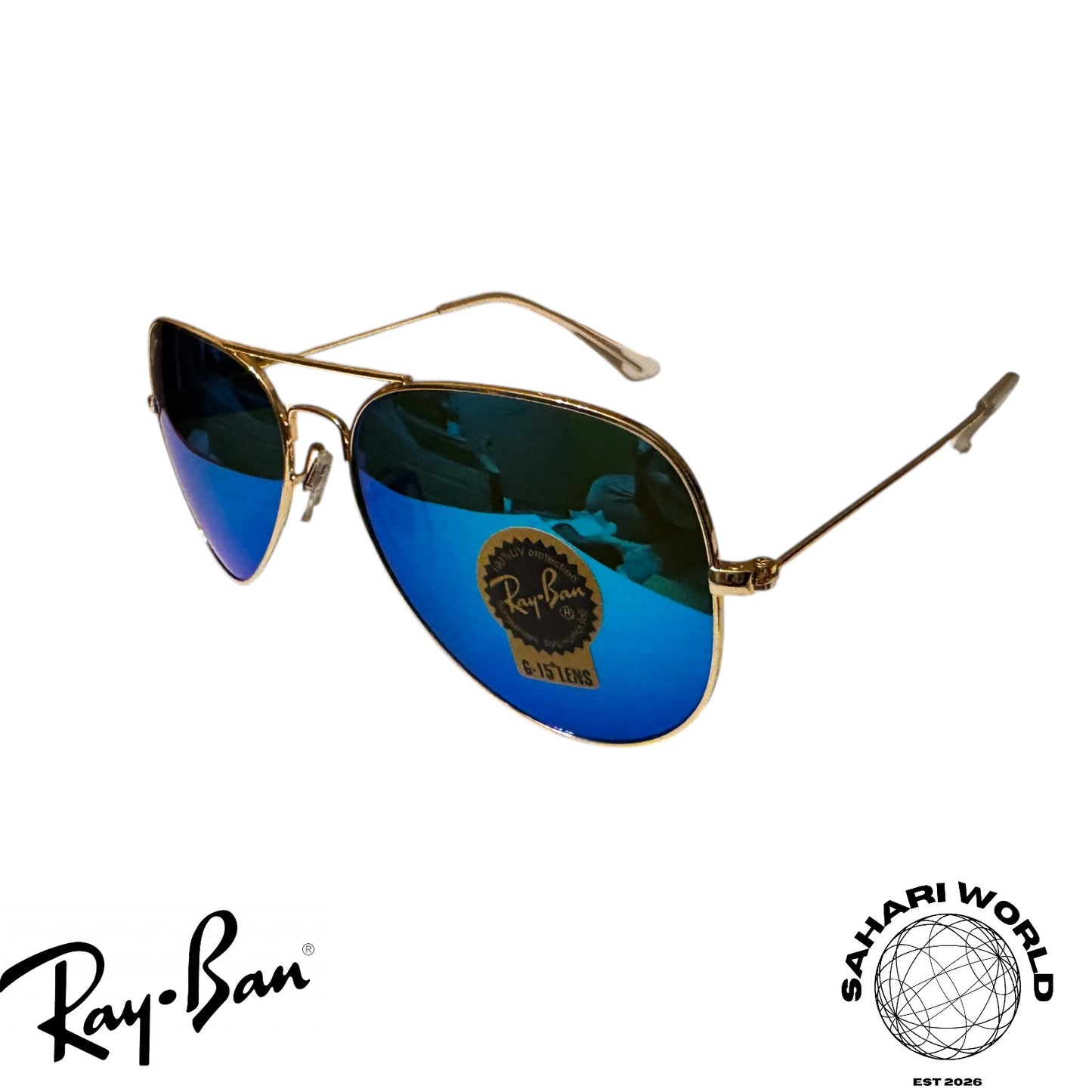 Ray-Ban Aviator Classic RB3025 Gold Frame G-15 Blue Lenses Sunglasses
