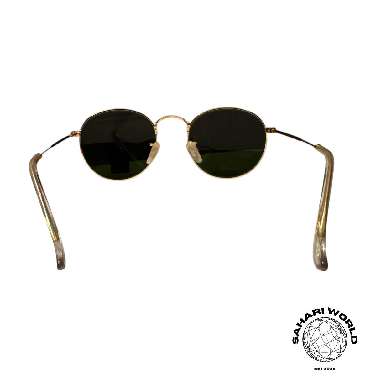Ray-Ban RB3447 Round Metal Sunglasses – Gold Frame / Dark Blue Lenses