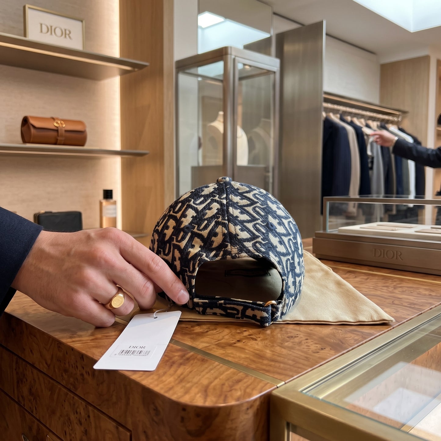 Mens Christian Dior Print Baseball Cap Blue Monogram