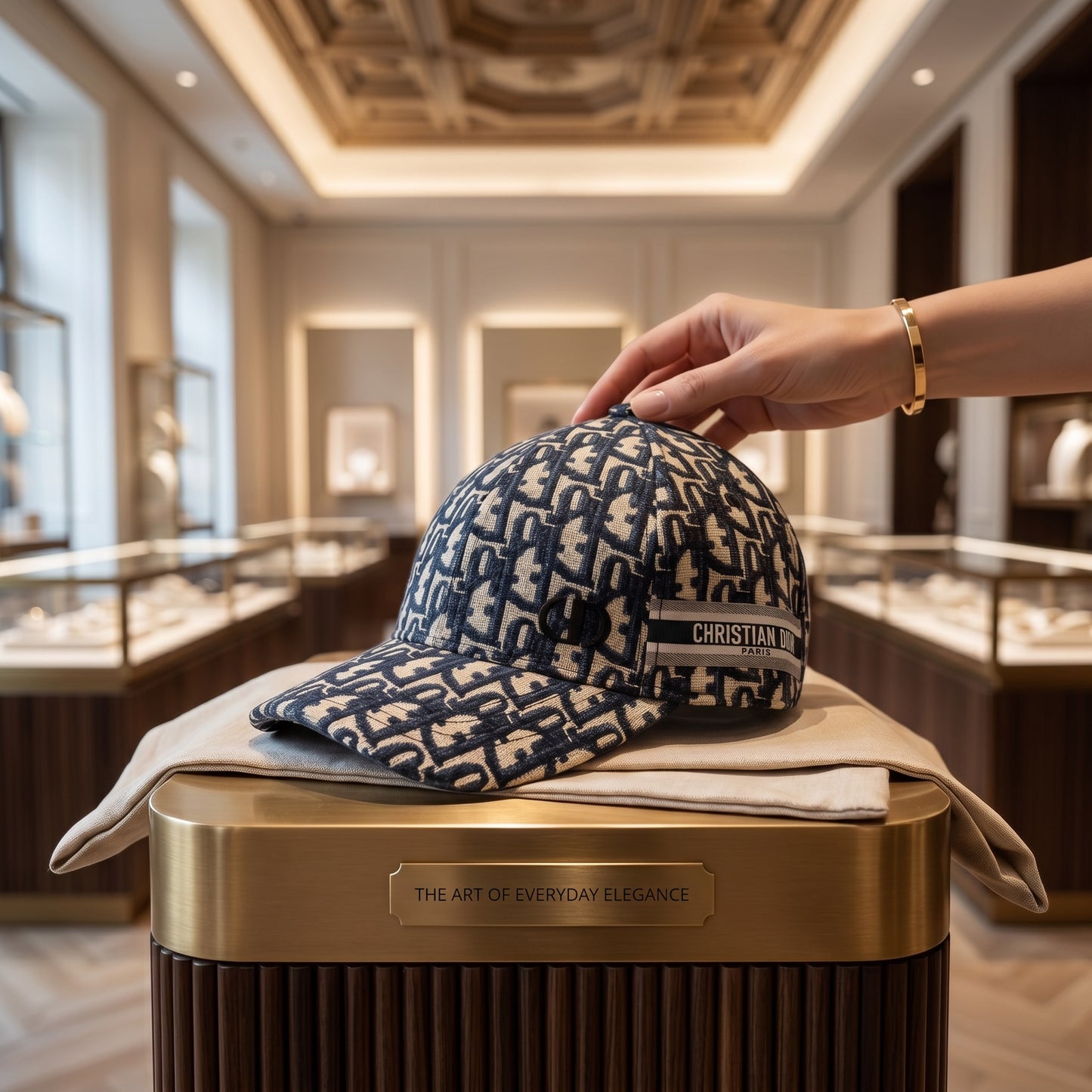 Mens Christian Dior Print Baseball Cap Blue Monogram