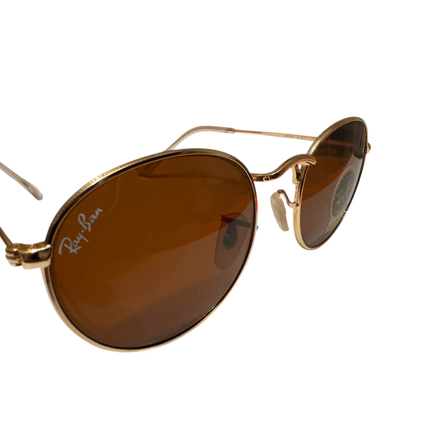Ray-Ban RB3447 Round Metal Sunglasses – Gold Frame / Dark Brown Lenses
